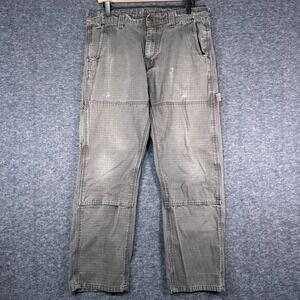 Key Imperial Carpenter Work Pants Mens 32x30 Grey Canvas Double Knee Utility